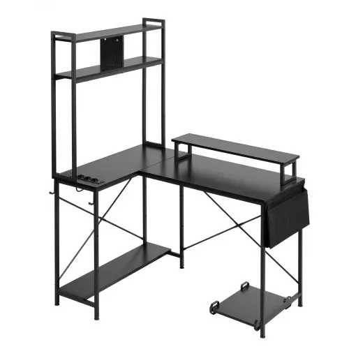 VEVOR Gaming Tisch L Form 1,2 m, Eck-Computertisch mit Monitorständer, Steckdosen, Verschiebbarem CPU-Ständer & Ablage, Eckschreibtisch 68 kg Tragfähigkeit, Gamertisch für Homeoffice – Bild 8