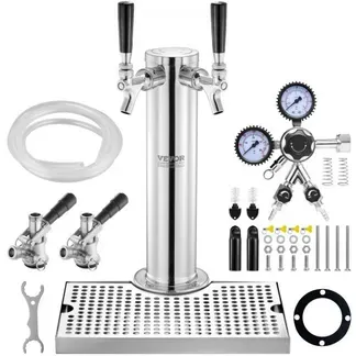 VEVOR Kegerator-Turm-Kit, Bier-Umrüstsatz mit 2 Zapfhähnen, Bier-Turmspender aus Edelstahl mit Doppelmessgerät W21.8-Regler und S-System-Fasskupplung, Bier-Tropfschale für Partys zu Hause VEVOR Kegerator-Turm-Kit, Bier-Umrüstsatz mit 2 Zapfhähnen, Bier-Turmspender aus Edelstahl mit Doppelmessgerät W21.8-Regler und S-System-Fasskupplung, Bier-Tropfschale für Partys zu Hause