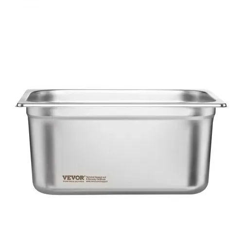 VEVOR 1/2-Größe 1/2 Gastronormbehälter, Edelstahl Behälter 6 Stk. 325 x 266 x 148 mm Speisebehälter, kommerzieller Dampfpfanne Warmhaltebehälter, Hotelpfanne Tisch Food Pan Buffet – Bild 10