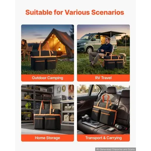 VEVOR Aufbewahrungstasche für 5x 300W Faltbare Solarmodule Schwarz & Orange, Tragbare Solarpanel Tasche für Outdoor Camping Ausflug Wohnmobile, aus Faraday & Nylon, Wasserdicht, mit Signalblockierung – Bild 5