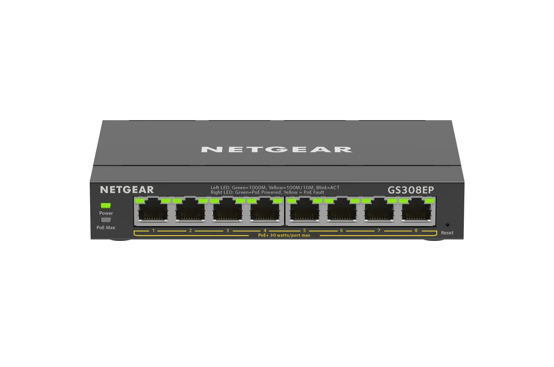 NETGEAR 8-Port Gigabit Ethernet PoE+ Plus Switch (GS308EP) Managed L2/L3 Gigabit Ethernet (10/100/1000) Power over Ethernet (PoE) Schwarz – Bild 4