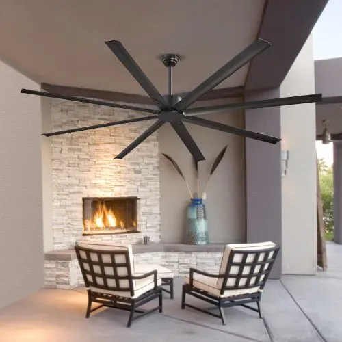 VEVOR 243 cm Deckenventilator ohne Licht, 6-Gang-Fernbedienung, 8 Flügel aus Alu, umkehrbarer Gleichstrommotor, Ventilator für Schlafzimmer, Wohnzimmer, Terrasse, Innen-/Außenbereich, schwarz – Bild 7
