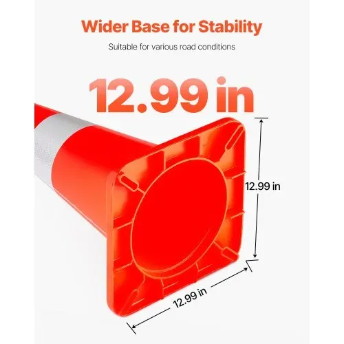 VEVOR Sicherheitskegel, 10 Stück 73 cm Verkehrskegel, Orangefarbene PVC-Baukegel, 2 Reflektierende Kragen, Verkehrskegel mit Beschwerter Basis und Handring, für Verkehrskontrolle – Bild 4