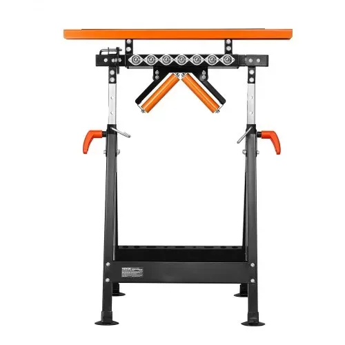 VEVOR 4-in-1-Rollenständer 200 kg, Rollenbock 84–127 cm höhenverstellbar, Arbeitsbock mit Zahnstange & poliertem, multidirektionalem Rollenkopf, für Tischkreissägen-Auslauf, Verlängerungsstütze – Bild 9