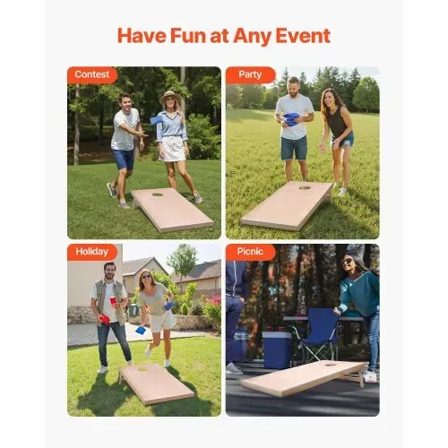 VEVOR Cornhole Spiel Set (1255 x 600 x 302 mm) Cornhole-Spielbretter, tragbares Wurfbrett aus Massivholz, Cornhole-Spiel für Erwachsene, inkl. Tragetasche, für Garten Hinterhof Strand Camping – Bild 5