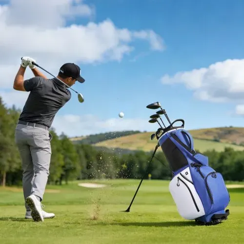 VEVOR Golfbag mit 7-Facher Einteilung, Golftasche mit Standfüßen Doppelschultergurt Durchgehenden Trennfächern Regenhaube Stautaschen, Caddybag aus Polyester für Herren Damen Golf Cartbag – Bild 7