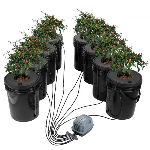 VEVOR DWC Hydroponics Grow System, Hydroponisches Anbausystem, Deep Water Culture 5-Gallonen 8 Eimer, DWC-System mit Luftpumpe, Luftsteinen und Wasserstandsanzeige für Blattgemüse VEVOR DWC Hydroponics Grow System, Hydroponisches Anbausystem, Deep Water Culture 5-Gallonen 8 Eimer, DWC-System mit Luftpumpe, Luftsteinen und Wasserstandsanzeige für Blattgemüse