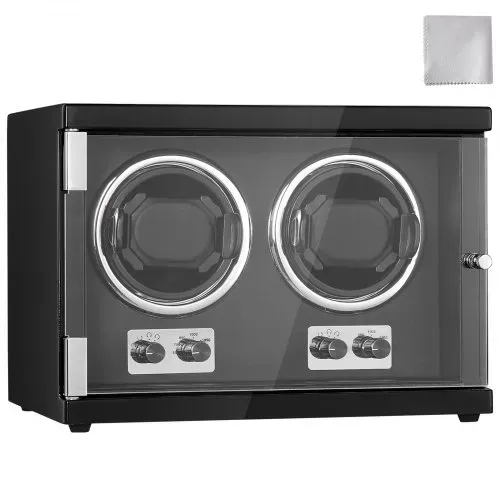 VEVOR Uhrenbeweger, Automatik-Uhrenbeweger, Watch Winder, Uhrenbeweger für Automatikuhren, Automatischer Uhrenbeweger mit Platz für 2 Uhren, LED Beleuchtung, 150–207 mm Einstellbare Riemenlänge – Bild 8