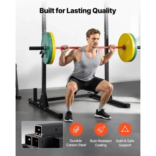VEVOR Power Rack 362,87 kg Belastbar, multifunktionales Squat Rack für Heimfitnessstudio, Krafttrainingsgerät mit 28-fach verstellbaren J-Haken für Langhantel-Kniebeugen Klimmzüge Gewichtheben – Bild 5