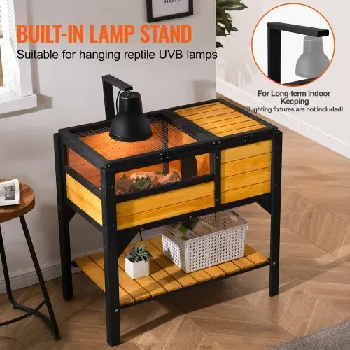 VEVOR Schildkrötenhabitat, Schildkrötenhaus aus Holz für drinnen und draußen, Schildkrötengehege mit Lichtständer, Reptiliengehege Kleintierkäfig mit Standbeinen für Gecko, Eidechse, Schlange – Bild 2