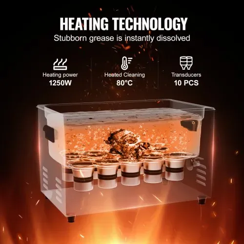VEVOR Ultraschallreiniger 600 W digitales Ultraschallreinigungsgerät 30 L mit verbesserter Entgasung & Schonmodus, 40 kHz industrieller Ultraschallreiniger mit Timer & Heizung für Schmuckwerkzeuge – Bild 2