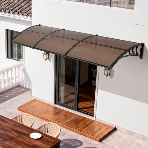 VEVOR Vordach für Haustür 965x2975 mm, Pultbogenvordach, Pultvordach mit Entwässerung & ABS-Halterung, Regen-, Schnee- & Sonnenschutz, Polycarbonat-Türüberdachung für Veranda & Terrasse, Braun – Bild 7