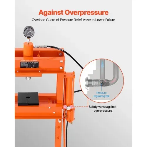 VEVOR hydraulische pneumatische Werkstattpresse 20 t (H-Rahmen) mit Pressplatte & Dreieckstütze, auf den Garagenboden einstellbare Hydraulikpresse mit Überdruckventil, geeignet zum Biegen & Richten – Bild 3