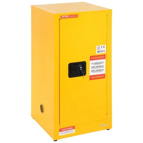 VEVOR Sicherheitslagerschrank 16 Gallonen, 460 x 460 x 900 mm Sicherheitsschrank mit zwei verstellbaren Trennwänden für Brennbare Stoffe Abschließbares Design, mit 2 Schlössern & 1 Erdungskabel Gelb – Bild 10
