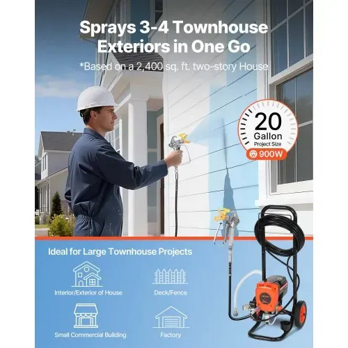 VEVOR Airless-Farbspritzgerät Sprühgerät mit Standfuß 900 W 3300 psi, Farbsprühsystem mit Reinigungsbürste & Schlauch & Verlängerungsstange & Düsen, Farbsprühgerät für Wohnungen, Gebäude VEVOR Airless-Farbspritzgerät Sprühgerät mit Standfuß 900 W 3300 psi, Farbsprühsystem mit Reinigungsbürste & Schlauch & Verlängerungsstange & Düsen, Farbsprühgerät für Wohnungen, Gebäude