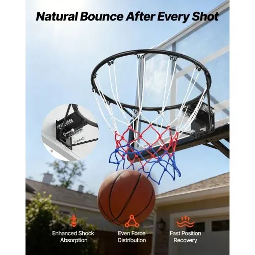 VEVOR Basketballkorb Hangring Basketballring 485 mm, Basketball Basketballring Netz 595 x 485 x 120 mm Qualität-und Sicherheitsgeprüft Indoor & Outdoor, Universal Stabiler Basketballkorb Orange – Bild 4