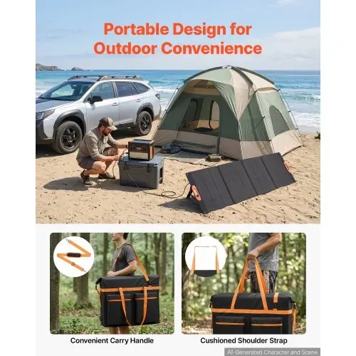 VEVOR Aufbewahrungstasche für 5x 300W Faltbare Solarmodule Schwarz & Orange, Tragbare Solarpanel Tasche für Outdoor Camping Ausflug Wohnmobile, aus Faraday & Nylon, Wasserdicht, mit Signalblockierung – Bild 4