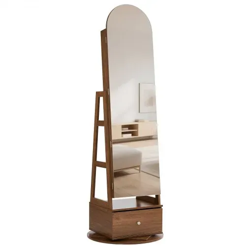 VEVOR 360° drehbarer Schmuckschrank (1655 mm hoch) mit Ganzkörperspiegel mit Stauraum, Schmuckschrank-Organizer mit 2 Schlüsseln & Zubehörtaschen & Ablagefächer & Schubladen, Schmuckaufbewahrung – Bild 10