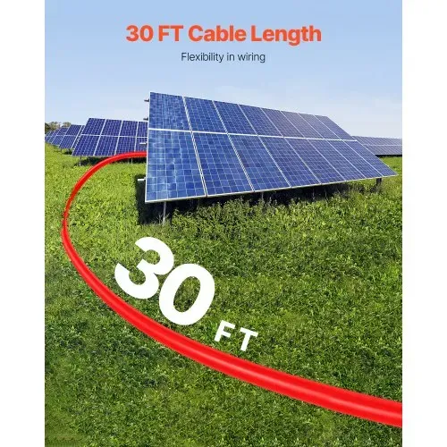 VEVOR 9,14 m Solarkabel, Verlängerungskabel 2er-Set, 6mm²/10AWG Kabel mit wasserdichten Buchsen- & Steckeranschlüssen, PV-Kabel für Solarpanele zu Hause, auf Schiffen & in Wohnmobilen, Schwarz + Rot – Bild 2