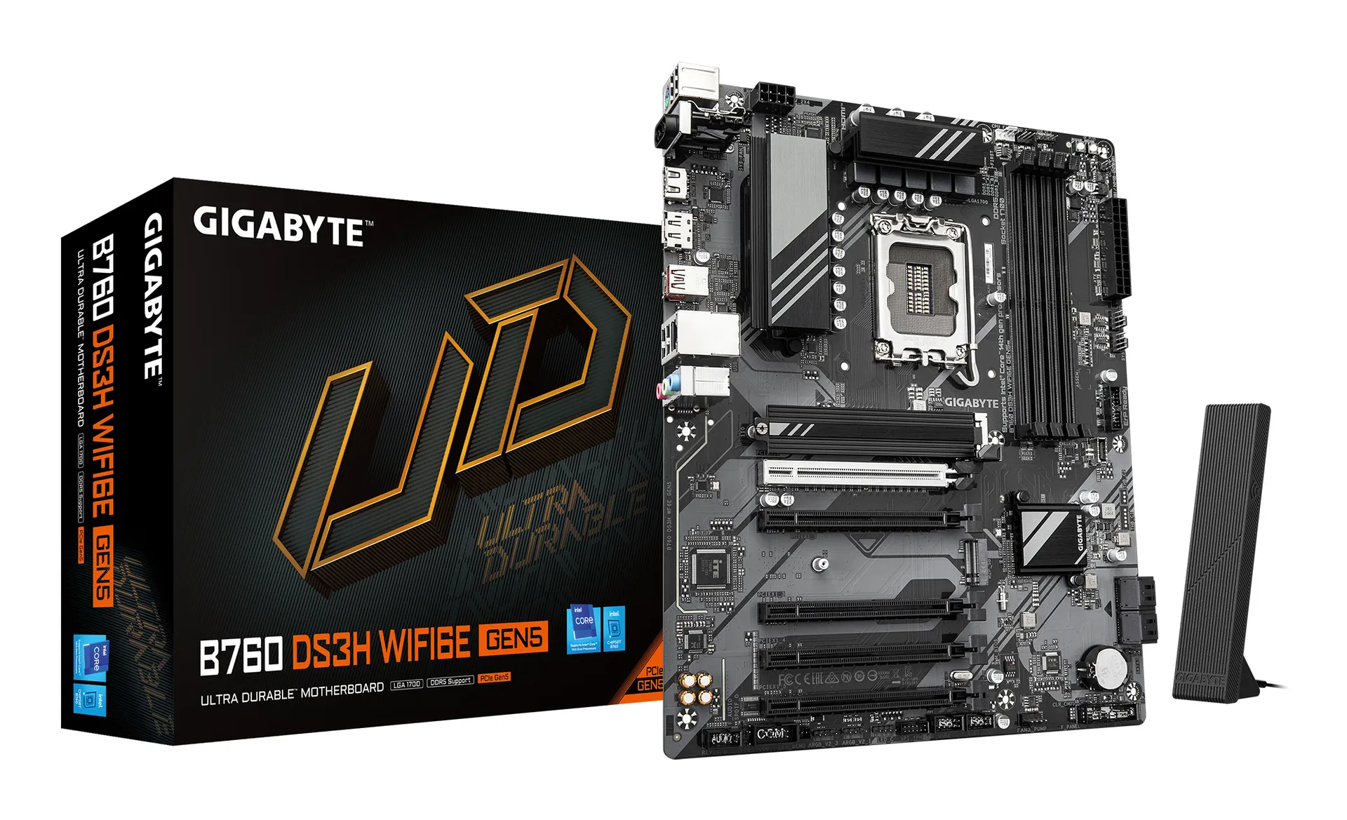 GIGABYTE B760 DS3H WIFI6E GEN5 Mainboard – Unterstützt Intel Core Prozessoren der 14. Generation, 8+2+1 Phasen Digital-VRM, bis zu 5600 MHz DDR5, 2xPCIe 4.0 M.2, Wi-Fi 6E, 1 GbE LAN, USB 3.2 Gen 2×2 GIGABYTE B760 DS3H WIFI6E GEN5 Mainboard – Unterstützt Intel Core Prozessoren der 14. Generation, 8+2+1 Phasen Digital-VRM, bis zu 5600 MHz DDR5, 2xPCIe 4.0 M.2, Wi-Fi 6E, 1 GbE LAN, USB 3.2 Gen 2×2