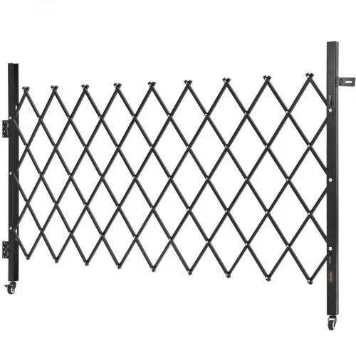 VEVOR Sicherheitstor (Einzel) abschließbares klappbares Scherentor mit 360°-Lenkrollen, einziehbare Stahltore Outdoor, für Eingangssicherheit Garage Lager, Falttor 190 x 131 cm (B x H) Schwarz – Bild 10