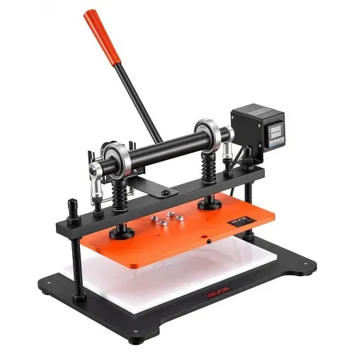 VEVOR Beheizte Lederschneidemaschine 360x260 mm Lederdruckmaschine 500 W, für Lederprägen & Stanzen, 1,5 Tonnen Druck, 12 mm Hub, Zwei Führungswellen, 26 Kupferbuchstabenstempel & 50 Heißprägefolien – Bild 8