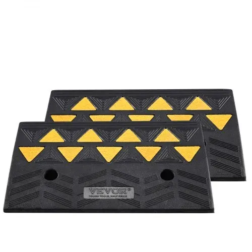 VEVOR 2xSchwellenrampe Vollgummi Türschwellenrampe Max. Tragfähigkeit bis zu 15Tonnen Bordsteinrampe 48,3x33x12,7cm Rollstuhlrampe Auffahrrampe Gummirampe Ideal für unebenen Boden Bordsteinkanten – Bild 8