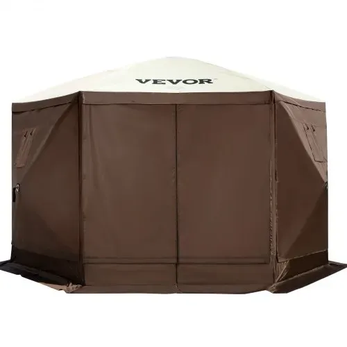 VEVOR Faltpavillon, 3,05 x 3,05 m, 6-seitiges Pop-up-Camping-Überdachungszelt mit Netzfenstern, tragbarer Tragetasche, Erdspießen, große gartenpavillon für Outdoor-Camping, Rasen und Hinterhof – Bild 8