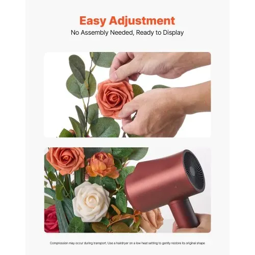 VEVOR Künstliche Blumenarrangements, 4 Stück, 450x250x250 mm Kunstblumendekorationen, orangefarbene Blumenmittelstücke für Hochzeiten, Zeremonien, Partys, Tisch-und Wohndekoration – Bild 4
