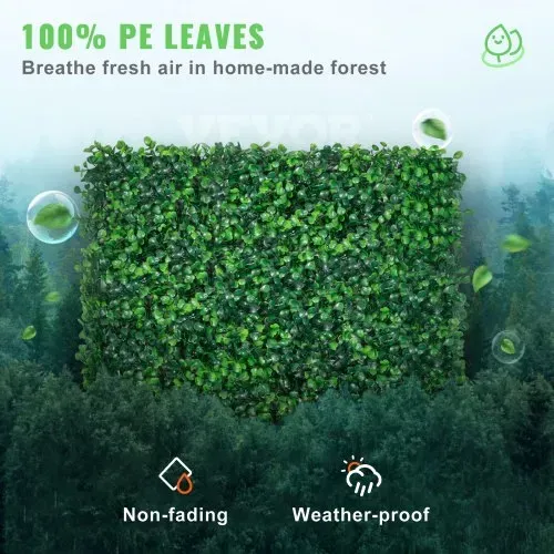VEVOR Künstliche Pflanzenwand 24 Stk. Sichtschutz Hecke Künstlich Grün, Künstliche Buchsbaumplatte PE, Sichtschutz Kunstpflanzen 50 x 50 cm Sichtschutzhecke Wanddekoration Pflanzenwand – Bild 2