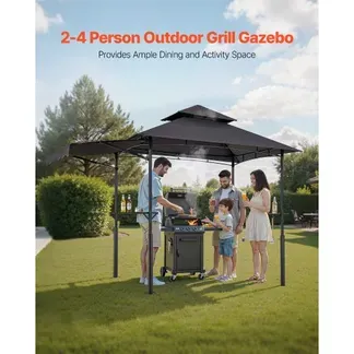 VEVOR Grillpavillon, 2430x1500x500mm, Grillüberdachung Außengrill, 2-stufige BBQ-Gazebo-Überdachung, Doppeldach Gartenpavillon mit verstärkten Stützbeinen & Markise, für Terrasse, Hof & Garten VEVOR Grillpavillon, 2430x1500x500mm, Grillüberdachung Außengrill, 2-stufige BBQ-Gazebo-Überdachung, Doppeldach Gartenpavillon mit verstärkten Stützbeinen & Markise, für Terrasse, Hof & Garten