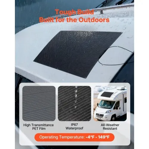 VEVOR Solarmodul Halb Flexibel 200 W, Monokristallines Solarpanel, Netzunabhängiges Mono-Ladegerät mit MC4-Ausgang, IP67 Wasserdicht für Boote, Wohnmobile, Autos, Kabinen & Gebogene Oberflächen – Bild 4