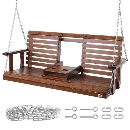 VEVOR Hollywoodschaukel Zedernholz, 1523x710x600mm, Terrassenschaukel für Hof und Garten, verbesserte Tragkraft von ca. 400 kg, robuste Schaukelstuhlbank mit Aufhängeketten für den Außenbereich, braun – Bild 8