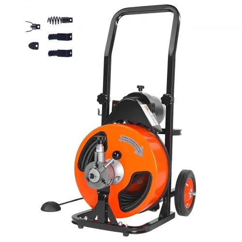VEVOR Rohrreinigungsmaschine mit Automatischem Vorschub, 30m x 9,5mm Rohrreinigungsspirale mit Rollen, Elektr. Abflussreiniger für 5-10cm Rohre, Rohrreinigungsgerät für Abflüsse Toilette Waschbecken VEVOR Rohrreinigungsmaschine mit Automatischem Vorschub, 30m x 9,5mm Rohrreinigungsspirale mit Rollen, Elektr. Abflussreiniger für 5-10cm Rohre, Rohrreinigungsgerät für Abflüsse Toilette Waschbecken