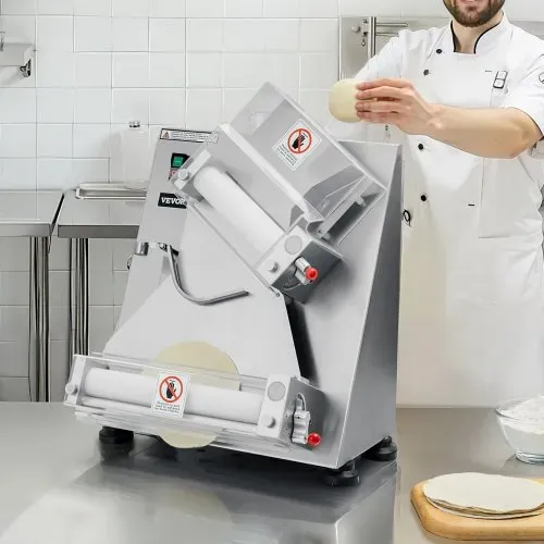 VEVOR elektrische Pizzateigpresse 355,6 mm Gebäck-Pressplatte, Brotpresse automatisch 370 W aus Edelstahl, kommerzieller Chapati Presse, Formmaschine mit einstellbarer Dicke, Teigstücke pro Stunde – Bild 7