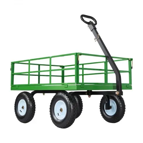 VEVOR Bollerwagen 110x75x67 cm, Transportwagen, Gartenwagen, Gerätewagen, 2-in-1-Handwagen, mit All-Terrain-Reifen, abnehmbaren Seitenteilen aus Netzmaterial & um 180° drehbarem Griff Grün/Schwarz – Bild 8