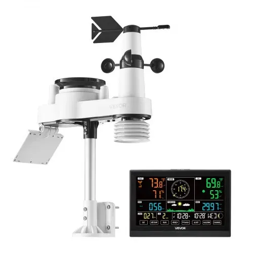 VEVOR 7-in-1-Wetterstation Funk, 7,5-Zoll-Display, solarbetriebener Außensensor, Regenmesser, für Wettervorhersage, Temperatur, Luftfeuchtigkeitsmesser, Windgeschwindigkeit & -richtung (kein WLAN) – Bild 10
