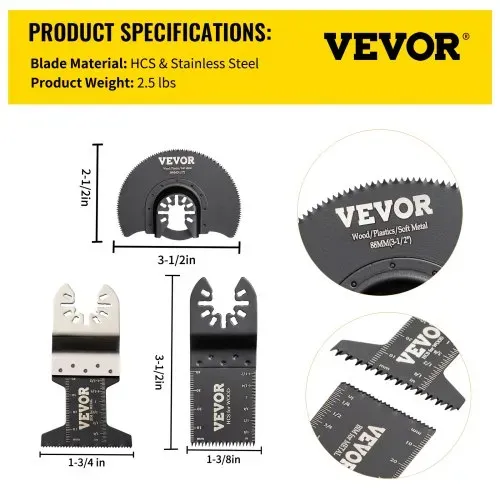 VEVOR 50x Sägeblatter Oszillierendes Zubehör Set HCS+Edelstahl Multitool Segmentsägeblatt 1-3/4 Zoll 1-3/8 Zoll 3-1/2 Zoll Multifunktionswerkzeug Zubehör Set für bevorzugten Werkzeugmarken – Bild 6