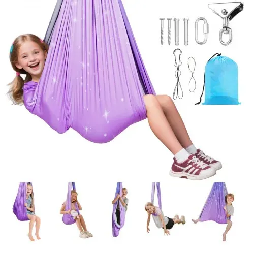 VEVOR Aerial Yoga Hängematte Set aus doppellagigem Stoff, Aerial Yoga Swing Air Fliegen, Yoga-Schaukel mit 360°-Drehaufhängung & O-Sling & 136,07 kg Max. Tragfähigkeit, Deckenschaukeln Rosa+Blau – Bild 10