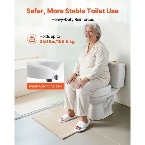 VEVOR Toilettensitzerhöhung Toilettenerhöhung (158 kg Tragkraft) 127 mm Hubhöhe, erhöhter Toilettensitz mit vergrößerter Öffnung für ältere Menschen Senioren, längliche & runde Schüsseln – Bild 3