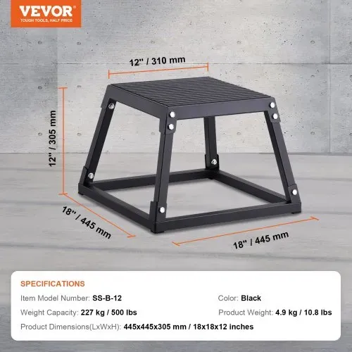 VEVOR Plyometrische Sprungbox, 305 mm Plyo-Box, Plyometrische Plattform Plyobox Schwarz, Rutschfeste Fitness-Übungs-Step-Up-Box für Heimtraining, Konditions-Krafttraining, Oberschenkel Trainieren – Bild 6