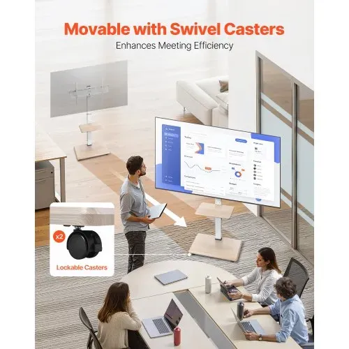 VEVOR rollbarer TV-Ständer Fernsehständer für 812,8-1778 mm TVs bis zu 40 kg, 25° Links-Rechts-Drehung & höhenverstellbare TV-Halterung mit Ablage für Schlafzimmer Wohnzimmer (max. 600 x 400 mm) – Bild 2