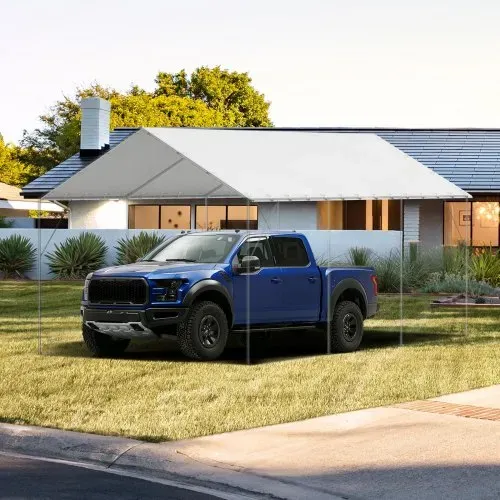 VEVOR 6 x 3 m Zeltgarage, Garagendachzelt-Plane, wasserdicht und UV-geschützt, einfache Installation mit 40 Gummibällen (nur obere Abdeckung, Rahmen nicht im Lieferumfang enthalten), weiß – Bild 7
