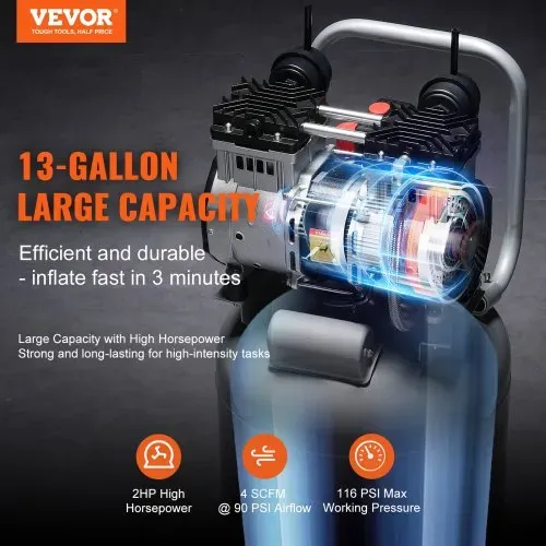 VEVOR Luftkompressor 49L Flüsterkompressor 2HP Luftpumpe ölfrei 8bar Kompressor Einphasig Geräuschpegel ≤63dB Ideal zum Aufpumpen von Reifen Autoreparaturen Malerarbeiten Holzarbeiten VEVOR Luftkompressor 49L Flüsterkompressor 2HP Luftpumpe ölfrei 8bar Kompressor Einphasig Geräuschpegel ≤63dB Ideal zum Aufpumpen von Reifen Autoreparaturen Malerarbeiten Holzarbeiten