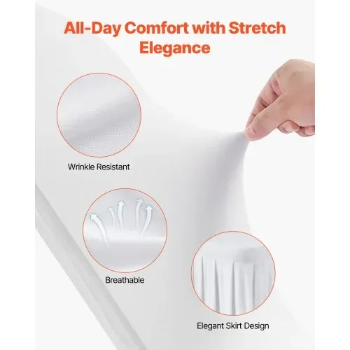 VEVOR Stuhlhussen Stuhlbezug mit flacher Vorderseite 30 Stk. waschbarer Stuhlüberzug aus Polyester-Spandex für Hochzeitsfeiern Esszimmerbankette, passend für Stühle (51 x 45 x 95 cm) Weiß – Bild 2