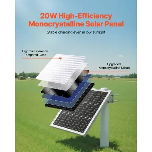 VEVOR Solarpanel-Batterieladegerät 20W 12V, Monokristallines Solarpanel Kit mit Schutz-Controller & 0-60° Verstellbarer Masthalterung, Solarladegerät für 40-80mm Masten, Solarmodule für Außengebrauch VEVOR Solarpanel-Batterieladegerät 20W 12V, Monokristallines Solarpanel Kit mit Schutz-Controller & 0-60° Verstellbarer Masthalterung, Solarladegerät für 40-80mm Masten, Solarmodule für Außengebrauch