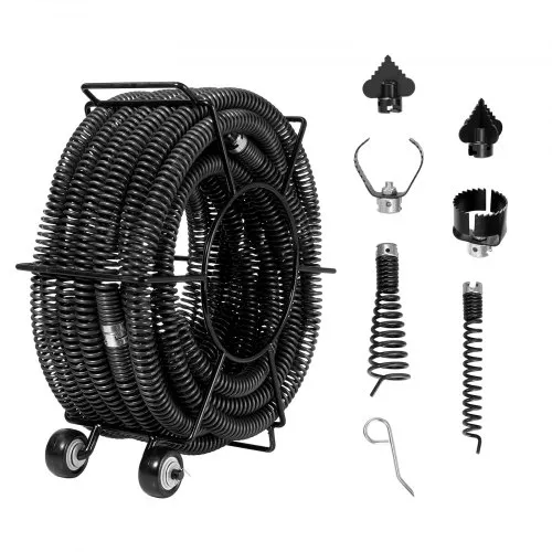 VEVOR Rohrreinigungsspirale 18 m x 30 mm, professionelles Rohrreinigungskabel mit 6 Schneidern für 50 bis 200 mm Rohre, Hohlkern-Kanalisationsspirale für Spüle, Bodenablauf, Toilette VEVOR Rohrreinigungsspirale 18 m x 30 mm, professionelles Rohrreinigungskabel mit 6 Schneidern für 50 bis 200 mm Rohre, Hohlkern-Kanalisationsspirale für Spüle, Bodenablauf, Toilette