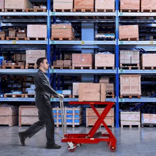 VEVOR Scherenhubtisch hydraulisch 230 kg Tragfähigkeit Hubtischwagen 220–720 mm Hubbereich Hubtisch Werkstatt 700 x 450 mm Plattform Scherenhubwagen Einzelschere Rot Fabriken Lagerhäuser Supermärk – Bild 7