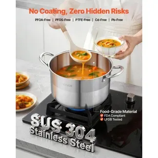VEVOR Edelstahl Kochtopf 7,6 L Suppentopf mit Glasdeckel Induktionsgeeignet Hochwertiger Nudeltopf PFOA-frei PFAS-frei für Gasherd Elektrokochfeld Ideal für Eintöpfe Pasta Suppen VEVOR Edelstahl Kochtopf 7,6 L Suppentopf mit Glasdeckel Induktionsgeeignet Hochwertiger Nudeltopf PFOA-frei PFAS-frei für Gasherd Elektrokochfeld Ideal für Eintöpfe Pasta Suppen