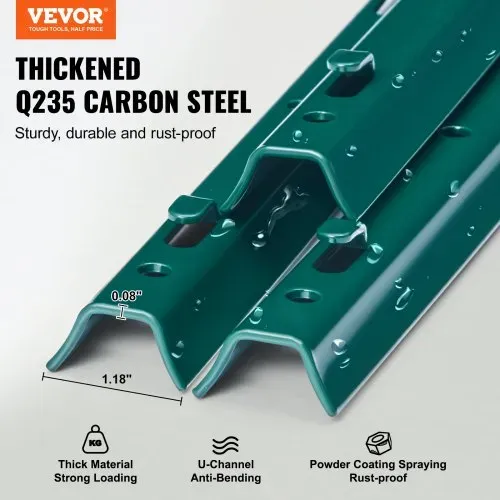 VEVOR 6 Fuß Zaunpfosten, 6er-Pack T-Pfosten Hochleistungs-Zaunpfosten aus Metall, stabile Zaunpfähle aus Stahl für Gartenhof, Rasen, Bauernhöfe und Maschendrahtzäune im Freien, grün VEVOR 6 Fuß Zaunpfosten, 6er-Pack T-Pfosten Hochleistungs-Zaunpfosten aus Metall, stabile Zaunpfähle aus Stahl für Gartenhof, Rasen, Bauernhöfe und Maschendrahtzäune im Freien, grün
